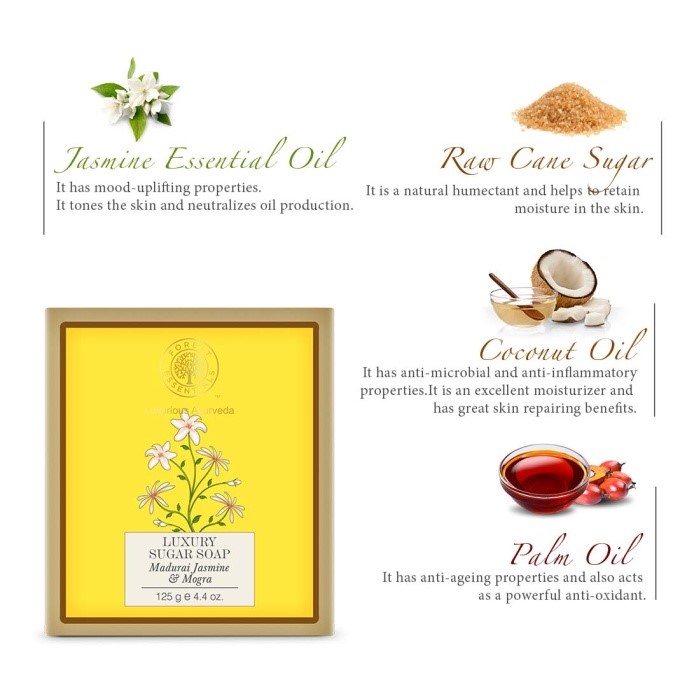 Forest Essentials Jasmine and Mogra Luxury Sugar Soap